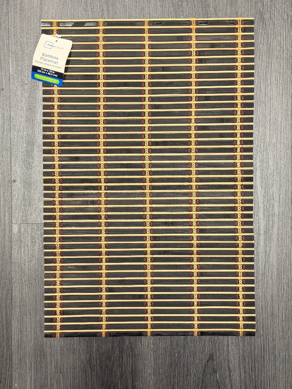 Bamboo Placemat Set of 8 Black/Brown 13"x18" (4 New W/Tags 4 Lightly Used)(Z49E)